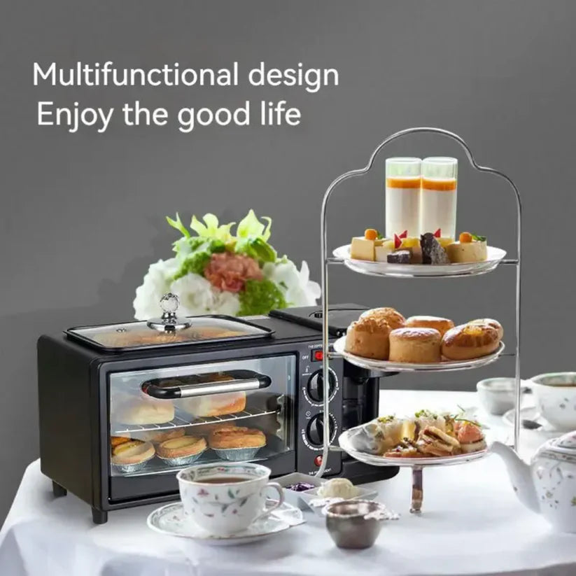 Machine 3-en-1 : grille-pain, cafetière, plaque